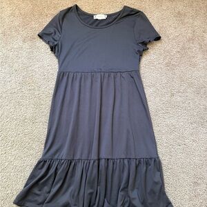 Pink Rose Short Sleeve Midi Dress